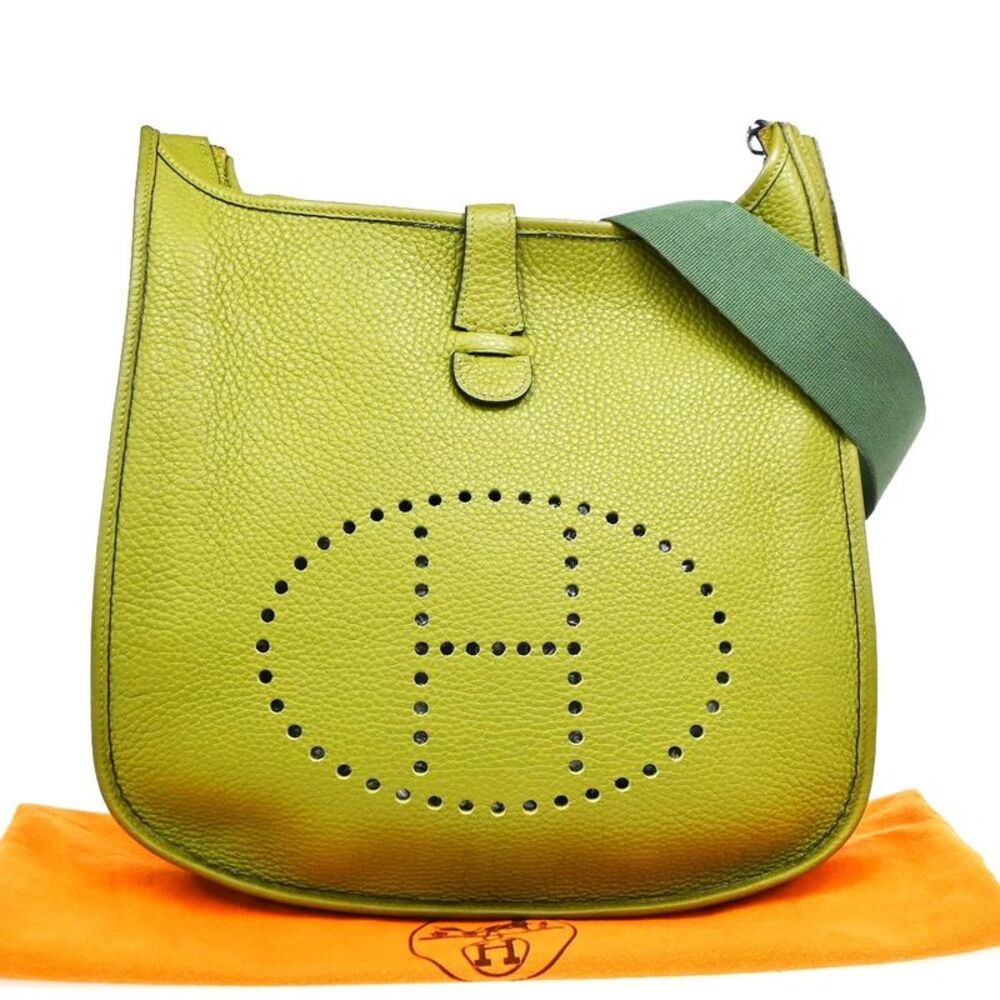 Hermes Evelyne Bag Gen Ii Clemence Green Leather Handbag